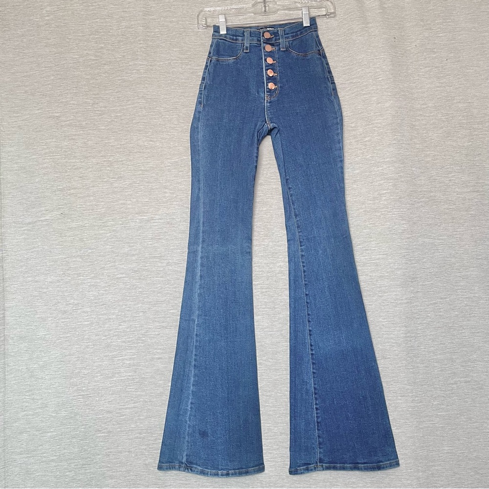 Fashion Nova Stretch Button-Up Flare Jeans